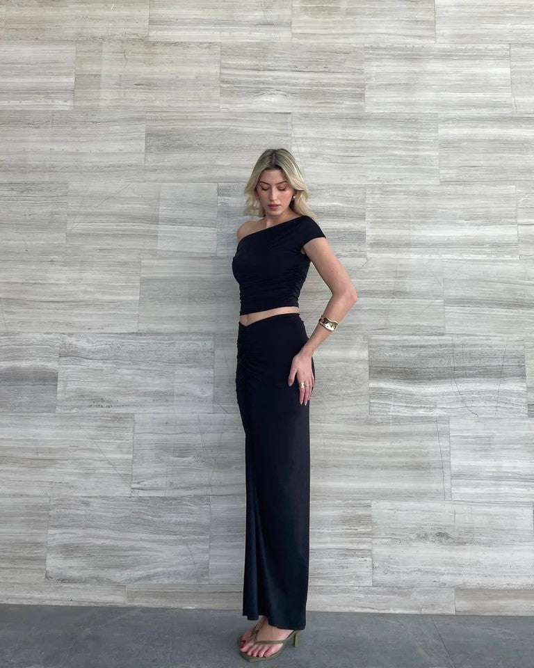 Byblos Top & Skirt Set Black