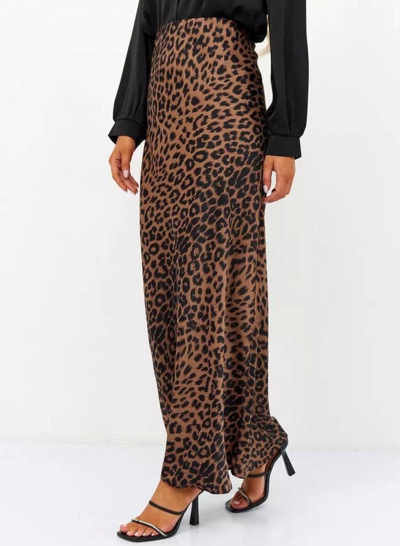 Leopard Luxe Maxi Skirt Brown