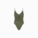 The Shaye Ruched One Piece Swimsuit Moss Glimmer