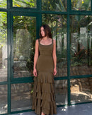 Anara Frill Maxi Dress Olive Éclat