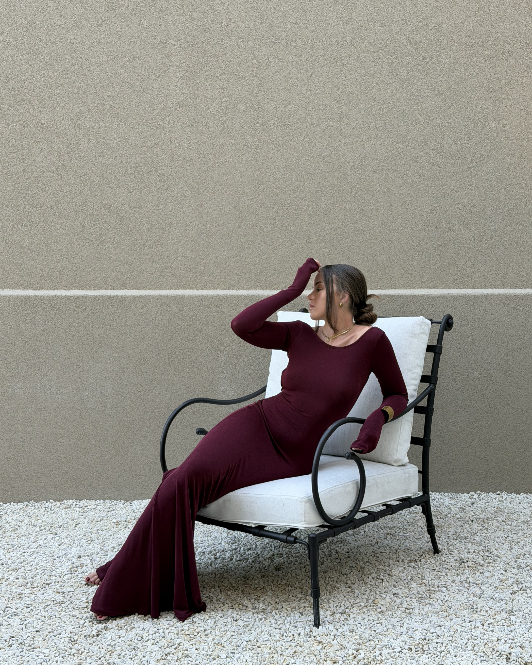 Isola Backless Maxi Dress Wine