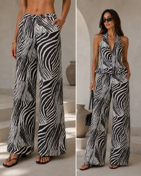 Wild Society Tailored Pants Zebra  Brown/Cream