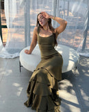 Anara Frill Maxi Dress Olive Éclat