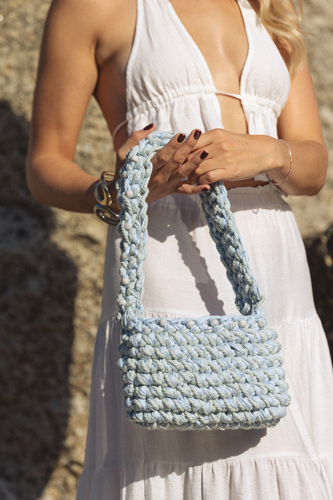 Oceana Crochet Bag Blue