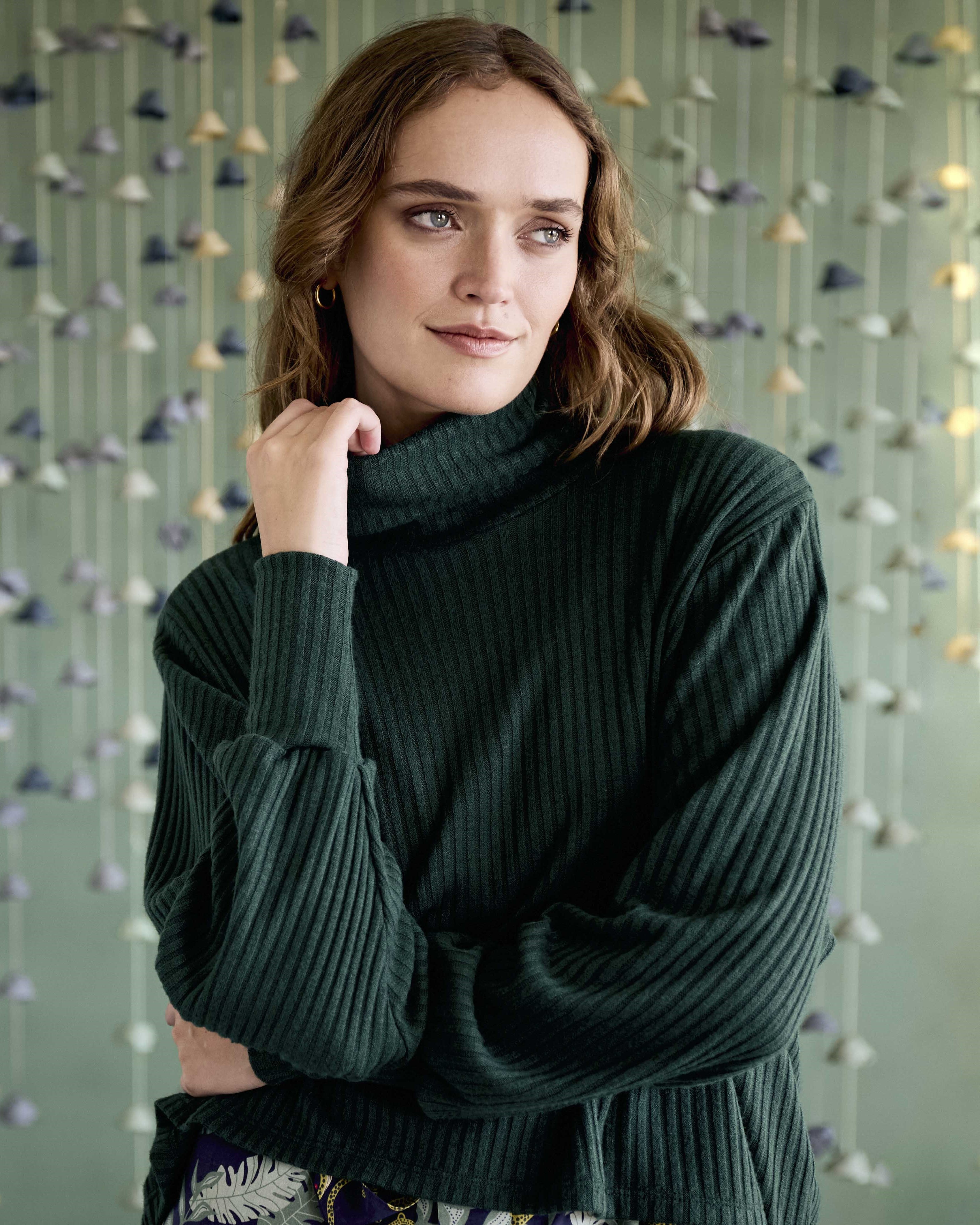 Polo Sweater Green Rib