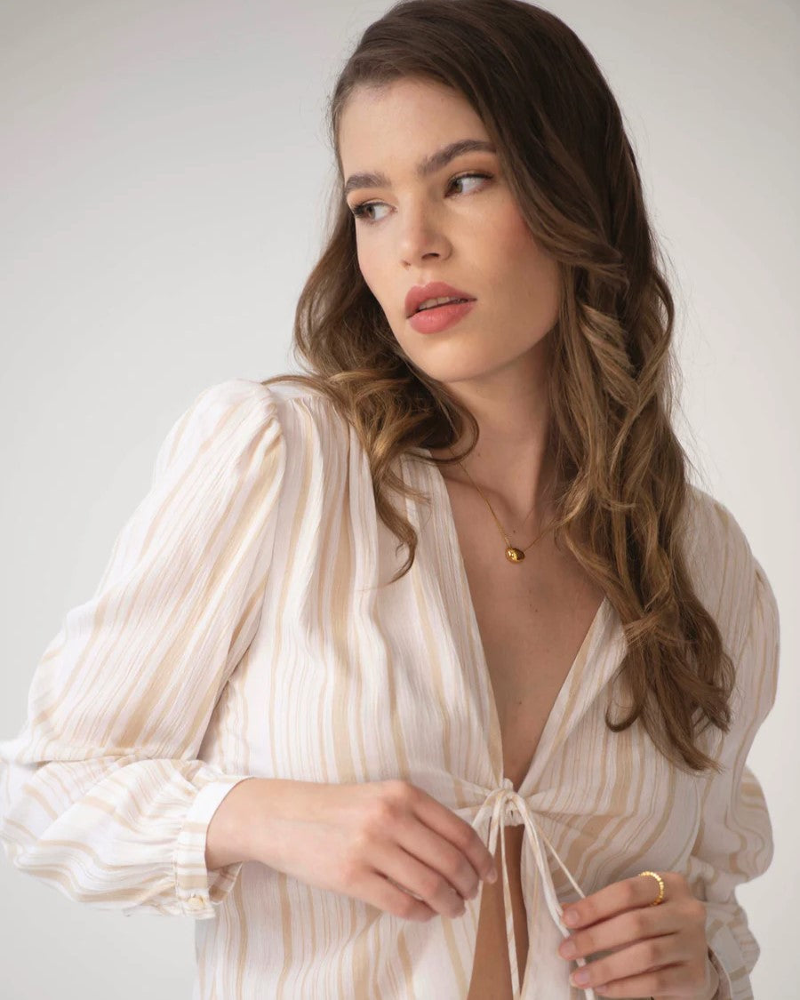 The Aida Top Beige Stripes