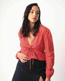 The Aida Top Coral Polkadot