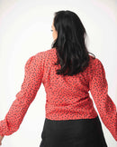 The Aida Top Coral Polkadot