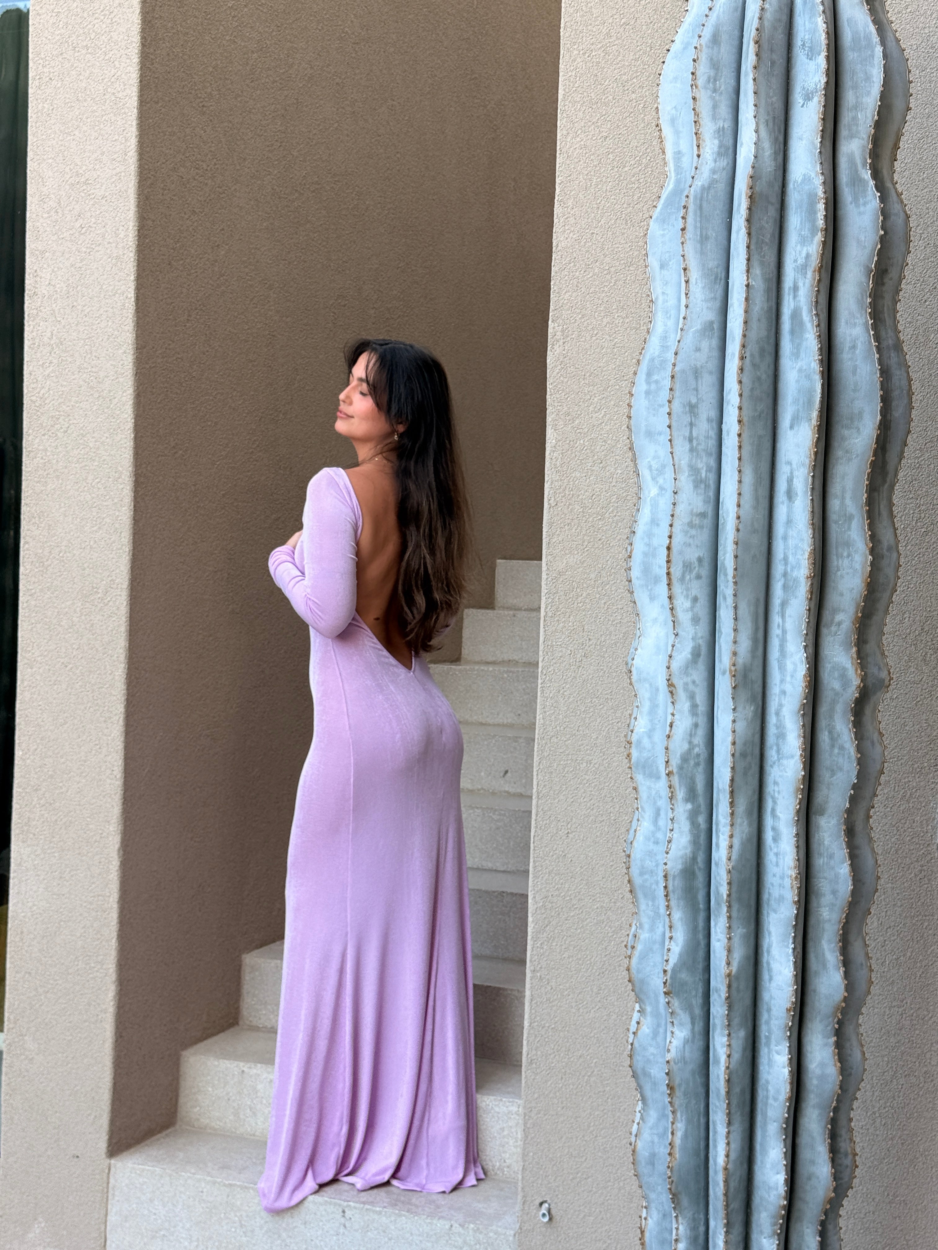 Isola Backless Maxi Dress Orchid