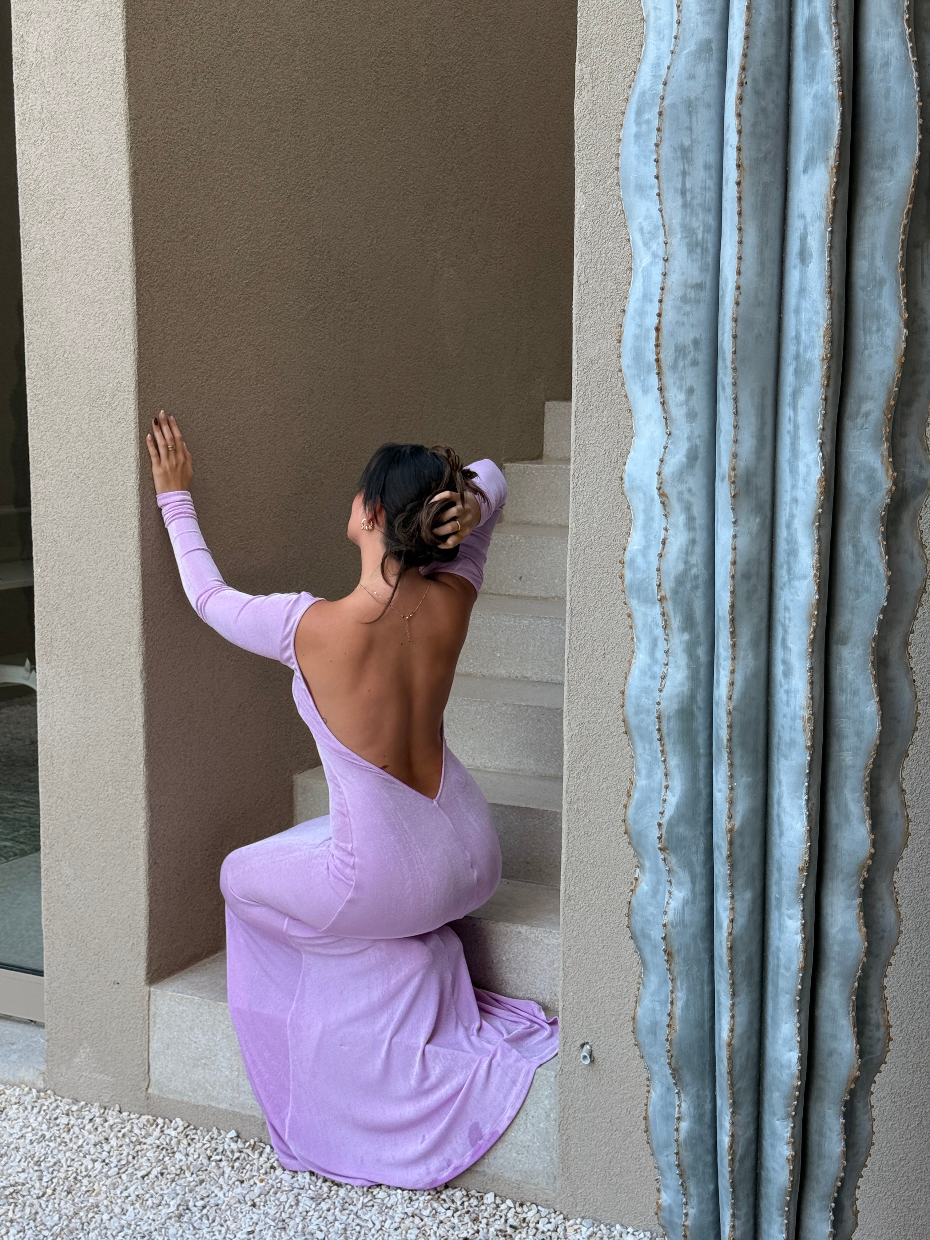 Isola Backless Maxi Dress Orchid