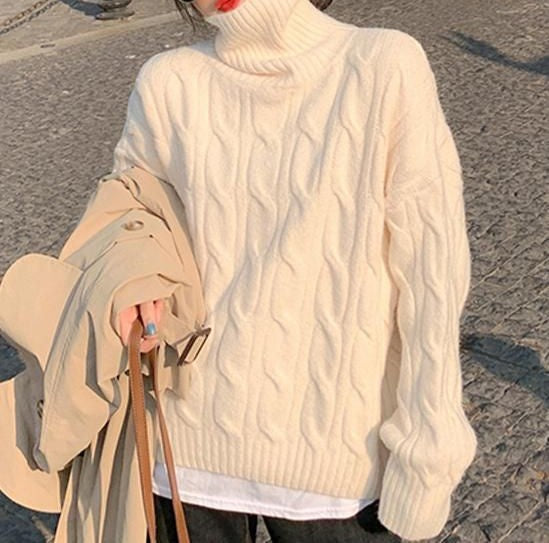 Snow Bound Polo Neck Knit Cream
