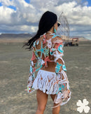 Drawstring Crochet Skirt White