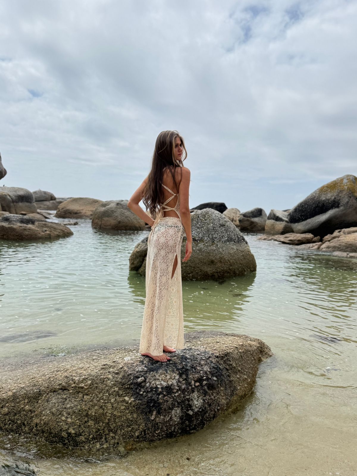 Bianca Lace Dress Peach