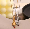 Mystic Palm Necklace Red Gem Gold
