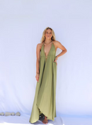 Leela Dress Gold Trim Olive