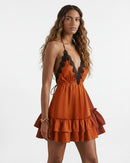 Madrid Dress Paprika Lace Trim