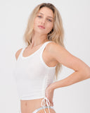 Stop It Ribbed Ruche Crop White