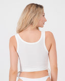 Stop It Ribbed Ruche Crop White