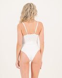 Lacy Cutout Swimsuit White