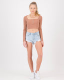 Pressed Square Neck Crop Mocha