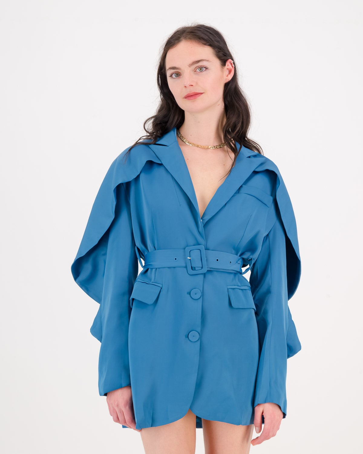 Boss Babe Belted Coat Blue