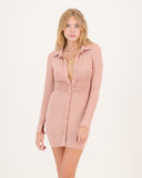 Long Sleeve Shirt Dress Rose
