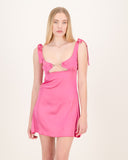 Chained Heart Satin Dress Pink
