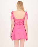 Chained Heart Satin Dress Pink